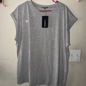 Studio Heather Gray Sparkle Cap-Sleeve Tee